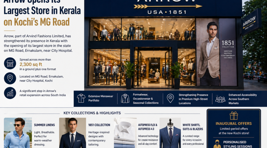 Arrow Opens Its Largest Store in Kerala on Kochi’s MG Road